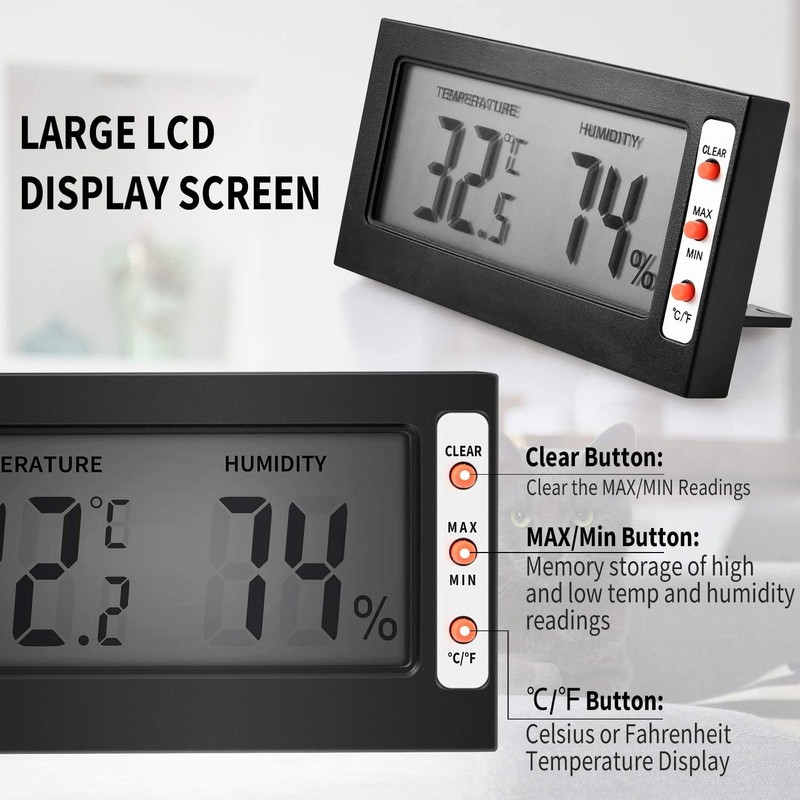 Simple Deluxe Digital Thermometer and Humidity Gauge with Remote Probes