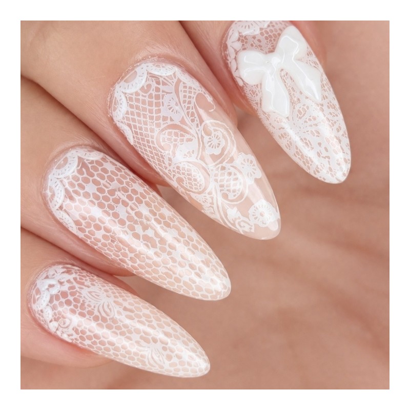 Nudie Lace Handmade Nail Tips - Stiletto L / 누디