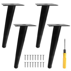 ANMOO 4Pcs 8" Metal Oblique Furniture Legs,20cm Cone Cabinet Legs Stainless Steel Table Legs No-Slip Silent For Furniture, Sofas, Cabinets(Black)