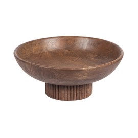 Kate and Laurel Rooks Modern Decorative Ribbed Wood Bowl, 12 Inch Diameter, Walnut Brown, Transitional Raised Fruit Bowl for Kitchen Counter or Use as Living Room or Entryway Table Decor