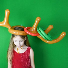 Omaky 4 Pack Inflatable Antler Ring Games, Reindeer Ring Stocking Stuffers for Christmas Party Games Funny Gifts Kids Adults Outdoor Indoor Favors
