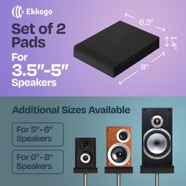 Ekkogo Pair of Studio Monitor Isolation Pads Premium Acoustic Foam to Elevate Audio Ideal Speaker Foam for 3-4.5 Inch Speakers Enhanced with Vibredux HD Foam for Superior Isolation