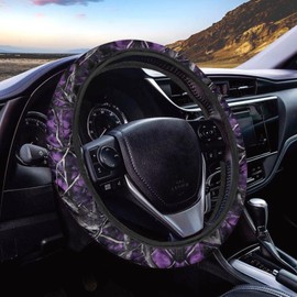 SEANATIVE Purple Camo Hunting Car Steering Wheel Cover Universal Car Accessory for Diverse Cars Neoprene Dust Cover for Steering Wheel