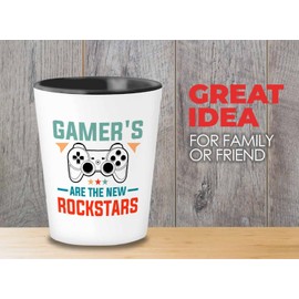 Bubble Hugs Gamer Shot Glass 1.5oz - Gamer's Are The New Rckstars - Video Game Funny Humor Console Multiplayer Gaming Player Lover Friendship