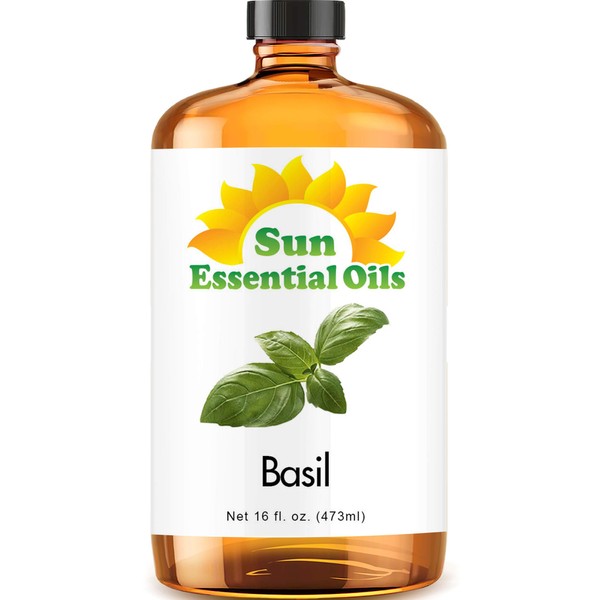 Sun Essential Oils 16oz - Basil Essential Oil - 16 Fluid Ounces