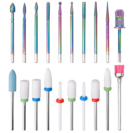 Bestgle 20 Pcs Nail Drill Bits Set Professional Nail Bits Filing Acrylic Carbide Ceramics Electric Nail Drill Kit for DIY Home Salon Cuticle Polishing Nail Bits Diamond Efile Nail Bit Nails Accessories