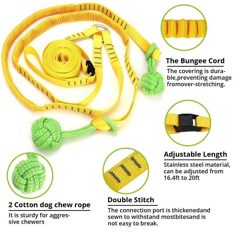 HOKINETY Dog Hanging Bungee Tug Toy for Two Dogs: Interactive