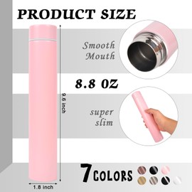 ChezMax Slim Stainless Steel Insulated Water Bottle 9.56 oz,Pink