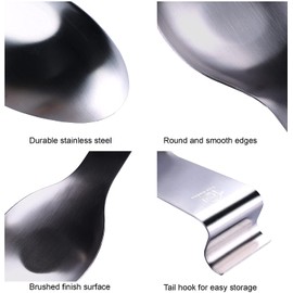 Vila KuChe Stainless Steel Spoon Rest for Kitchen Spoon Holder Counter Cooking Utensil Rest Spoon Heavy Duty Dishwasher Safe 2pcs(Silver)