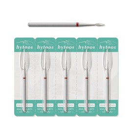 HYTOOS 2mm Short Flame Cuticle Clean Nail Drill BitS, 5Pcs/Set Russian Diamond Nail Bit Professional Safety Under Nail Cleaner Burr for Cuticle Dead Skin, Electric Nails Drill Accessories, Fine