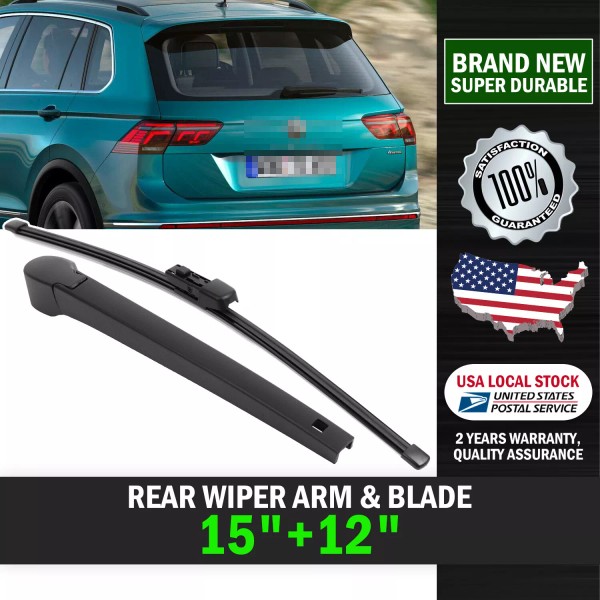 MODIGT 1PC Rear Wiper Arm&Blade Kit 15"+12" Back Window Windshield