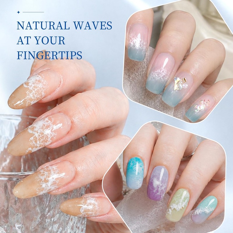 JODSONE White Blooming Wave Nail Gel 16.5ML,Spreading Effect for Ocean