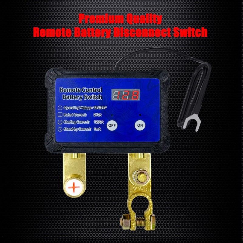 Ampper Remote Battery Disconnect Switch 12V W/Voltmeter, 240A Remote Control