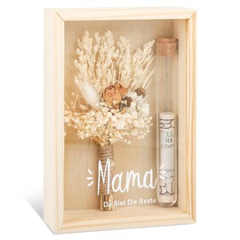 Money Gift Birthday, Birthday Gifts for Friends and Family, Money Gifts Wooden Box + Dried Flowers + Test Tube, Happy Birthday Engraving, Gift Idea Birthday (Mum)