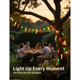 Xingzd 13.6FT Chili Pepper Outdoor String Lights, 35 LED Warm White Waterproof Fairy Lights with 2 Spare Bulbs, Shatterproof Decorative Lighting for Summer Camping Patio Pool Garden Yard Christmas