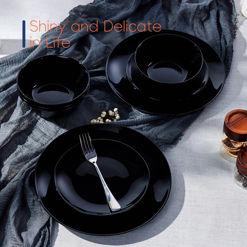 Dinnerware Sets for 6, LaGlint 18 Pieces Opal Glass Plates