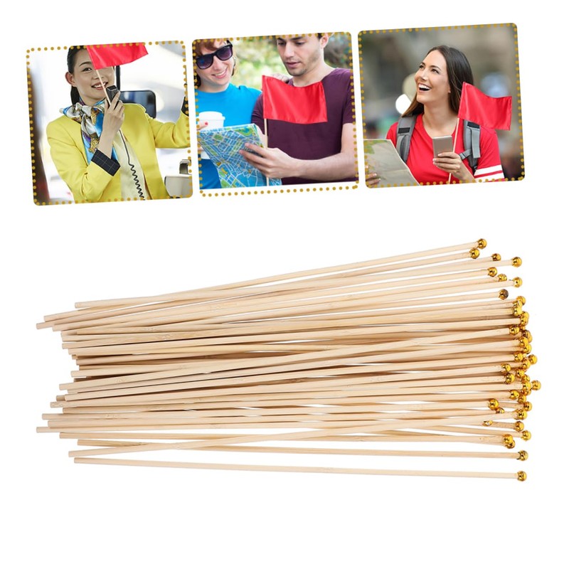 BESPORTBLE 100pcs Bamboo Flag Sticks Handheld Flag Poles Multi-use Flagpoles
