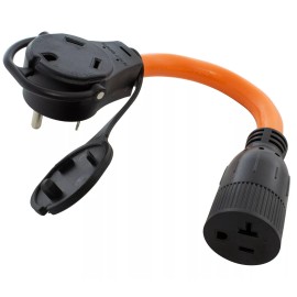 AC WORKS® 30A Piggy-Back TT-30 Plug to NEMA 5-20 Household Connector Adapter  by AC WORKS®