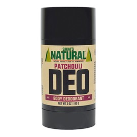 Sam’s Natural Deodorant - Aluminum Free - No phthalates, parabens, sulfates, or dyes - Made in New Hampshire - For Men, Women, Unisex - Vegan, Cruelty Free - 3 oz - Patchouli