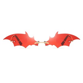 Azoxus Vintage Bat Sunglasses Rimless Futuristic Novelty Cosplay Party Eyewear Red