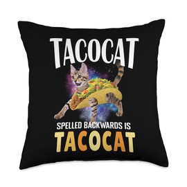 Tacocat Spelled Backward Is Tacocat Tee Cat And Taco Lover Throw Pillow