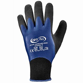 12 Pairs Latex Coated Gloves Optiflex * Winter Cold Protection Aqua Guard * Dark Blue/Black