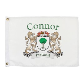 Connor Irish Coat of Arms Small White Flag - 12"x18" inches
