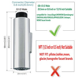 PULL Down kitchen faucet head G1/2 male or 13/16inch 2 Functions kitchen faucet head Replacement Parts kitchen faucet sprayer head replacement Compatible for kraus/Giagni facuet brands Chrome