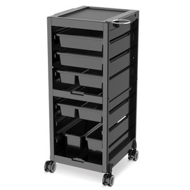 Salon Trolley Salon Cart on Wheels Rolling Salon Tray Large Storage Salon Trolley W/Hair Dryer Holder, 4 Remove Drawers, 2 Buckets for Salon Spa Store