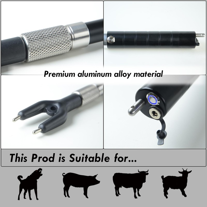 Kehail Retractable Aluminum Cattle Prod, 43.6" Waterproof Cattle Prod Stick,