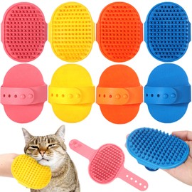 Maxdot 8 Pcs Cat Self Groomer Brush Adjustable Rubber Cat Combs for Indoor Corner Kitten Face Scratcher Massager Bathing Brush (Blue, Yellow, Pink, Orange)