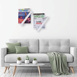 Kirpi White Floating Shelf Set of 2, Magazine Wall Display, Wooden Frame Magazine Holder, Hanging Book Organizer, White Wood Wall Mounted Bookshelf, Size 11" x 9"