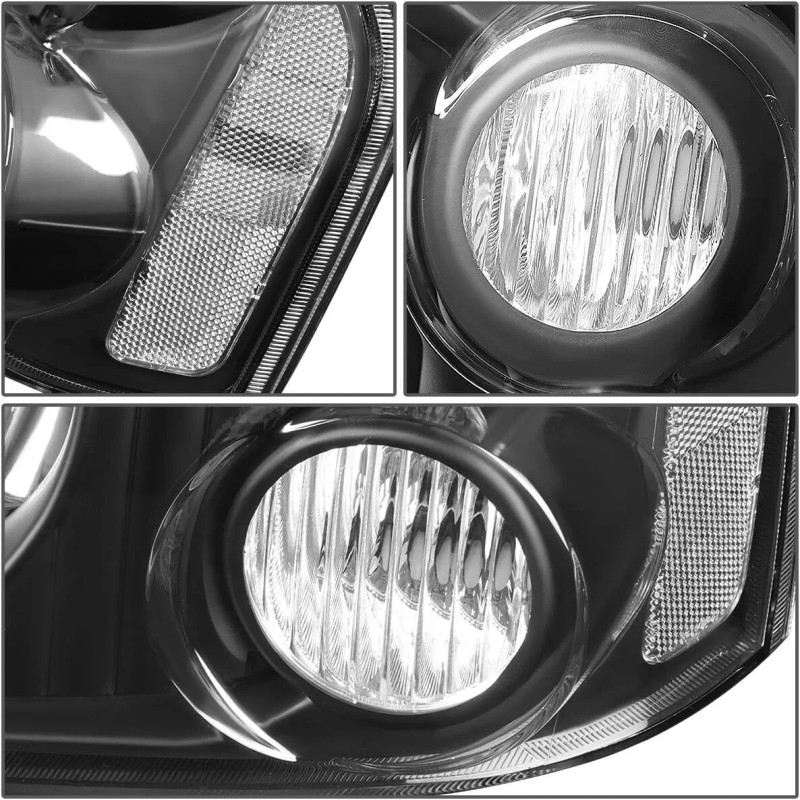 Mayello Black Headlight Set For 2001-2004 Nissan Frontier Base XE