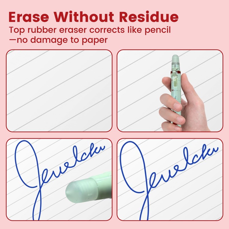 Christmas Erasable Pens 6-Pack – Cute Retractable Gel Pens with