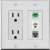RiteAV 1 Port SC APC Simplex Phone and Cat6 Ethernet Wall Plate - Outlet [Gray/Gray]