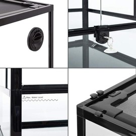 Reptile Glass Terrarium, 18" x 18" x 24" Front Opening Terrarium with Double Hinge Door & Top Screen Ventilation, 30 Gallon Tank Large Reptile Terrarium (Knock-Down) - Size: 20*20*30 CM