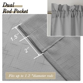 Aiyufeng - Cortinas transparentes grises de 45 pulgadas de largo, 2 paneles, cortinas cortas de lino para cocina, cortinas de ventana pequeñas, tratamiento de ventana con filtro de luz para café/baño