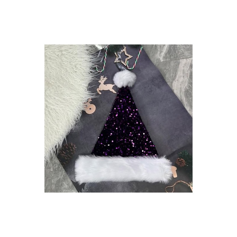 Santa Hat Christmas Hats for Kids and Adults,Shiny Sequin Xmas
