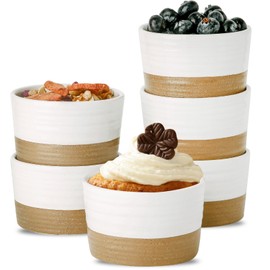 Hasense Ramekins 8 oz Oven Safe, Porcelain Ramekins Dessert Bowls Set of 6, Creme Brulee Souffle Dishes Custard Cups for Baking, Pudding, Pot Pie, Snack, Dipping Sauces, White