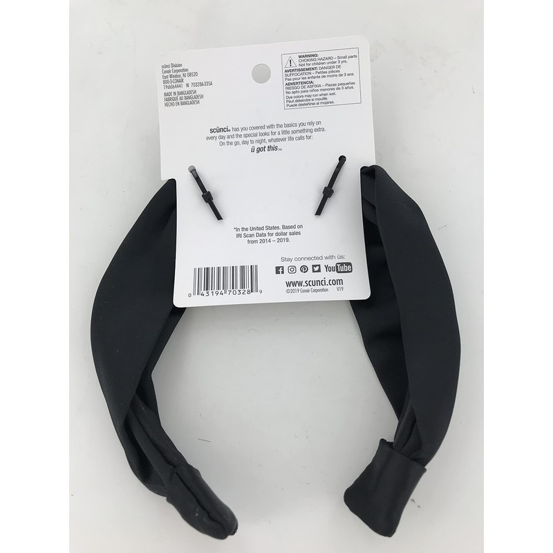 Scunci Black Satin Headband, 1 pc