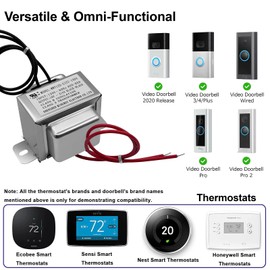 TheSvSn 16V 30VA Doorbell Transformer, UL Certified for Ring Video Doorbell Pro, Nest Hello & Wyze - Replace Underpowered Transformers, Pure Copper Core, Easy Installation