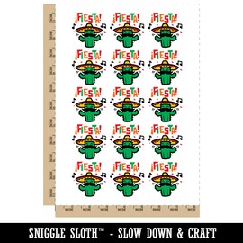 Fiesta Party Cactus with Sombrero Temporary Tattoo Water Resistant Fake Body Art Set Collection - 15 2" Tattoos (1 Sheet)