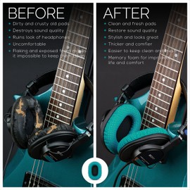 Brainwavz Perforated Replacement Earpads for Sony MDR 7506, V6 & CD900ST with Memory Foam Ear Pad & Suitable for Other On Ear Headphones (Turquoise)