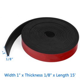 WochiTV Adhesive Solid Rubber Strips, 1" Wide x 1/8" Thick x 180" Long Self Stick Black Neoprene Rubber Rolls Perfect for DIY Insulation Cushion Gasket, Sealing, Liner, Weather Striping