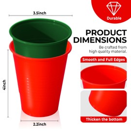 CC-SLZP 120 Pack Plastic Cups 12 Ounce Heavy Duty Assorted Colors Party Cups Disposable Drinking Cup for Wedding Birthday Party and Everyday Use (Red ＆ Green)