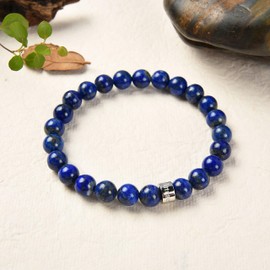 Attraction Zen Expression Lapis Lazuli Bracelet from Afghanistan - Certified Natural Stones - Stainless Steel with AZ Pearl - Extendable Bracelet - Handmade - 8 mm Stones, Stone, Natural stones