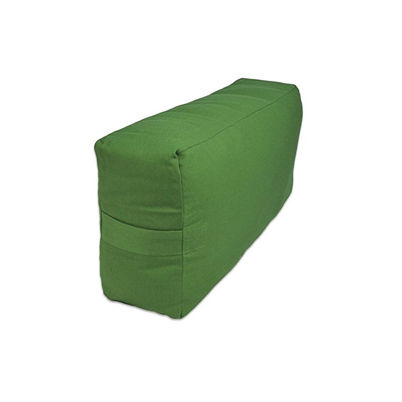 YogaAccessories Supportive Rectangular Cotton Yoga Bolster - Green
