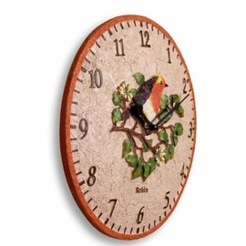 Garden Wall Clock 12 Inch Outdoor/Indoor with Robin Bird Design - Stylish Clock for Patio, Garden, or Home Décor