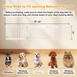 Dog Gate, SHYUJAJIE Adjustable Extra Wide Short Dog Gate,Small Pet Gate with 4 Extension Kits, Pressure Mounted for Doorways & Stairs (White, 18-48" W*10" H)