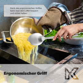 KADAX Stainless Steel Serving Spoon, Large Salad Spoon, 33cm, Serving Spoon for Rice, Potatoes, Kitchen Utensils with Oval Handle, Tablespoon, Dishwasher Safe, Long, Silver